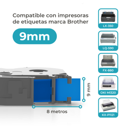 Cinta Ribbon Rotuladora Mk521 Negro sobre azul 9mm - Imagen 4
