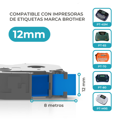 Cinta Rotuladora Compatible Brother MK-531 Negro sobre Azul - Imagen 3