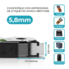 Cinta Rotuladora Termocontraible Compatible Brother HSE-211 Negro sobre Blanco de 5.8 mm x 1.5 mts. - Imagen 2