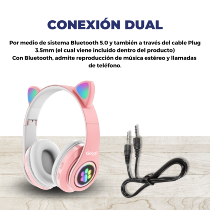 Auricular Bluetooth Inalambrico Stereo con Orejas de Gato EPBL038 - Imagen 5