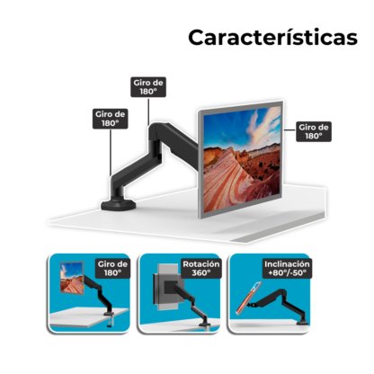 Soporte Ergonómico de Brazo Movible – Ideal para Monitores de 13" a 30" - Imagen 4