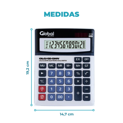 Calculadora de 12 Dígitos Metálica 1200V Plateada con Botones Grandes - Imagen 10