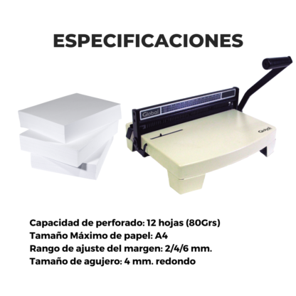 Espiraladora Reforzada A4 – Precisión Total y Perforación de hasta 12 Hojas - Imagen 4