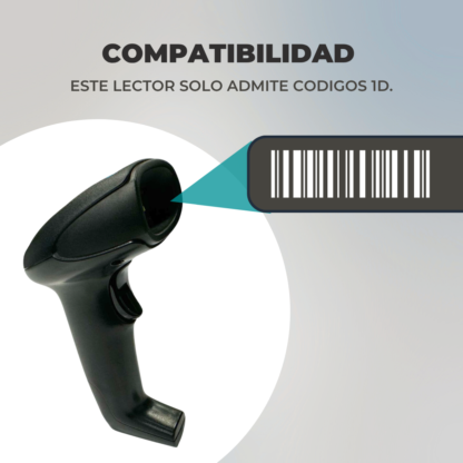 Pistola lectora de códigos de barras 1D Lineales - USB - Imagen 4