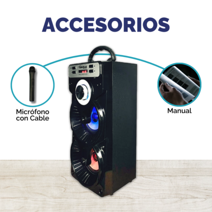 Parlante Bluetooth Torre Doble – 20W de Fiesta y Micrófono Incluido - Imagen 4