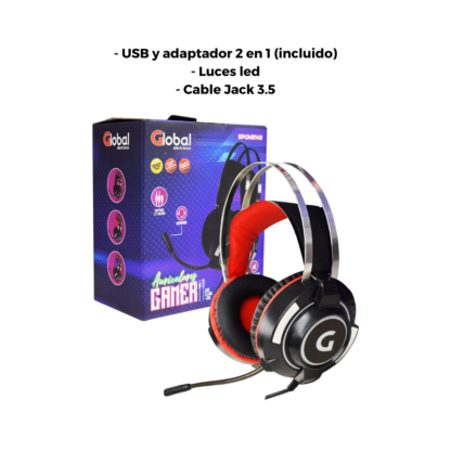 Auricular Gamer con Microfono Luces Stereo con cable Jack 3.5 / USB EPGMR149 - Imagen 3