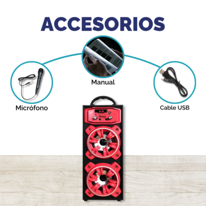 Parlante Bluetooth Doble 2x10W SBL14 – Karaoke, USB, FM y Más - Imagen 4