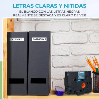 Cinta Rotuladora Compatible Brother AZ-241 Negro sobre Blanco - Imagen 5