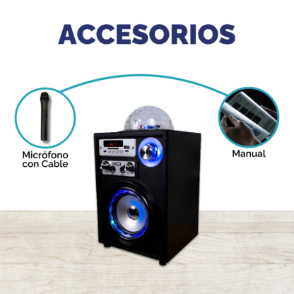 Parlante Bluetooth con Bola de Luz LED 10W – Karaoke con Micrófono para tus mejores momentos - Imagen 4