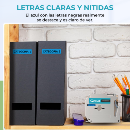 Cinta Ribbon Rotuladora Mk521 Negro sobre azul 9mm - Imagen 5