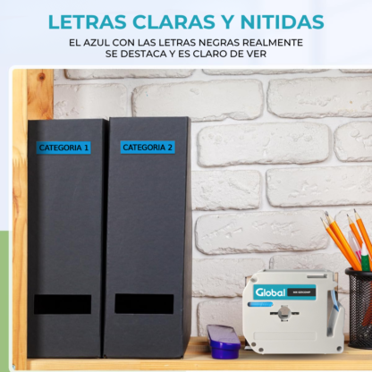 Cinta Rotuladora Compatible Brother MK-531 Negro sobre Azul - Imagen 4