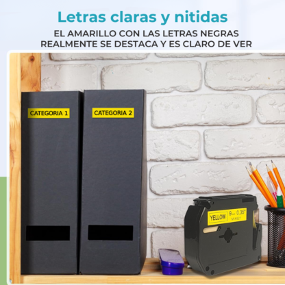 Cinta Rotuladora Compatible Brother MK-621 Negro sobre Amarillo - Imagen 5