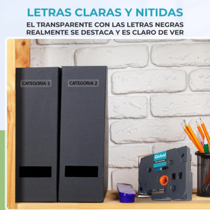 Cinta Rotuladora Compatible Brother TZE Modelos 131/231/431/531/631/731 de 12 mm x 8 mts - Imagen 2