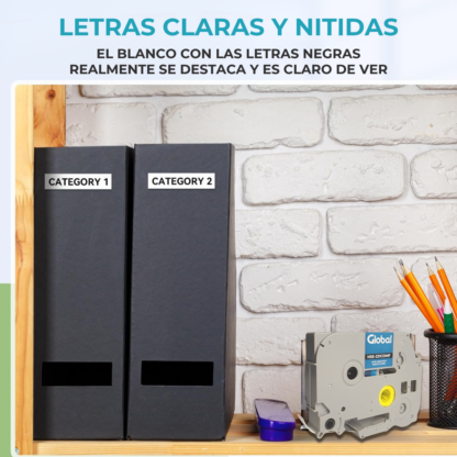 Cinta Rotuladora Termocontraible Compatible Brother HSE-211 Negro sobre Blanco de 5.8 mm x 1.5 mts. - Imagen 3