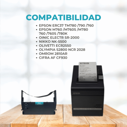 Cinta Ribbon Compatible Epson ERC37 Color Negro - Imagen 2