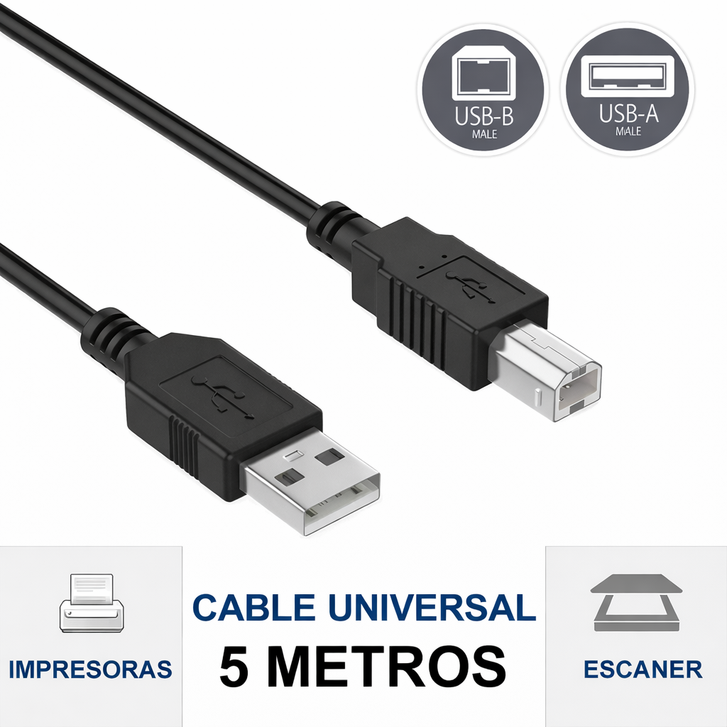 Cable Usb A/b 5 Metros Impresora Multifunción - Imagen 4