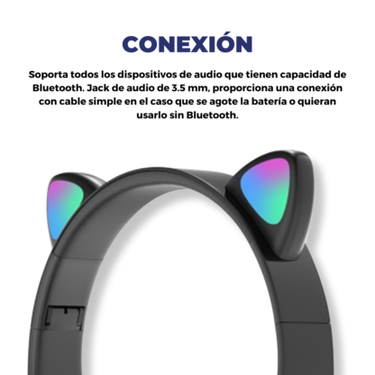 Auricular Bluetooth Inalambrico Stereo con Orejas de Gato EPBL038 - Imagen 6