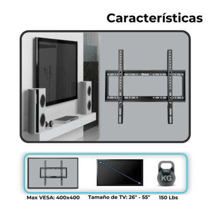 Soporte de TV Fijo Reforzado | Hasta 63” y 45kg de Resistencia - Imagen 5