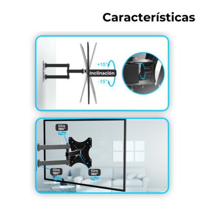 Soporte TV Móvil 14" a 42" – Flexibilidad Compacta y Firmeza Total - Imagen 5