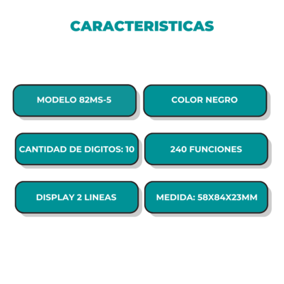 Calculadora Multifunción Científica de 10 Dígitos - Plástica 82MS-5 Negra - Imagen 4