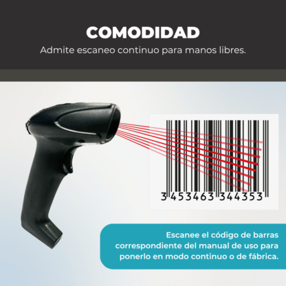 Pistola lectora de códigos de barras 1D Lineales - USB - Imagen 5