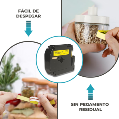 Cinta Rotuladora Compatible Brother MK-621 Negro sobre Amarillo - Imagen 6