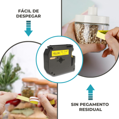 Cinta Rotuladora Compatible Brother MK-631 Negro sobre Amarillo - Imagen 6