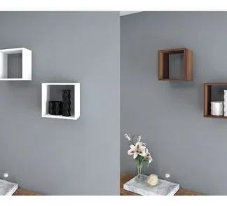 Cubo Estante Flotante Soporte Invisible 30x30 Color Nogal