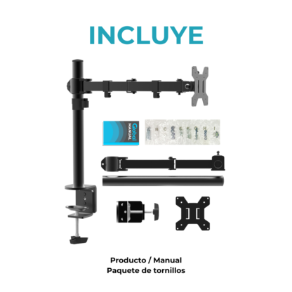 Soporte Monitor Simple de Brazo Movible de 10¨ a 27¨ VESA 50x50 75x75 100x100 hasta 10kg - Imagen 6