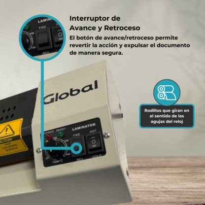 Laminadora y Plastificadora Profesional Heavy Duty en Caliente y Frío de 75 a 250 Mic con Ancho Máximo 330mm A3 - Imagen 3