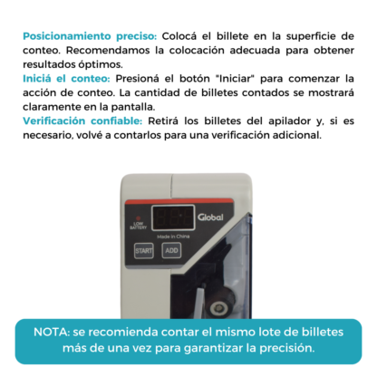 Contadora de Billetes Portatil a Pilas - Imagen 3