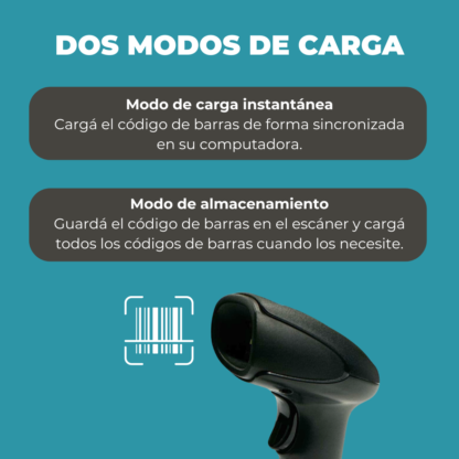 Pistola lectora de códigos de barras 1D Lineales - USB - Imagen 6