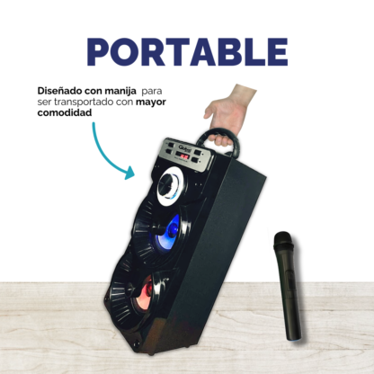 Parlante Bluetooth Torre Doble – 20W de Fiesta y Micrófono Incluido - Imagen 6