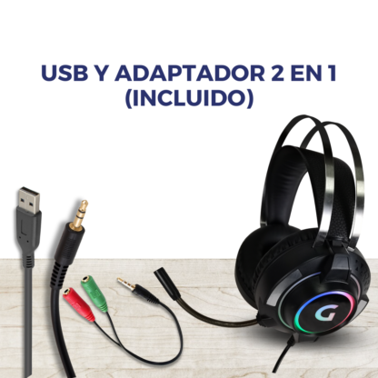 Auricular Gamer con Microfono Luces Stereo con cable Jack 3.5 / USB EPGMR149 - Imagen 5