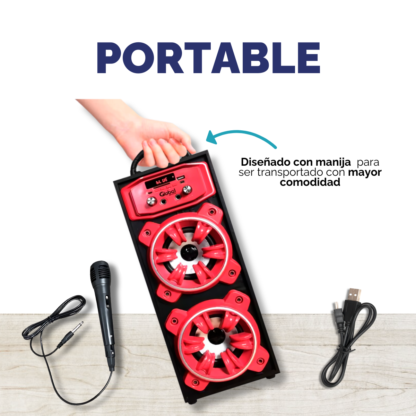 Parlante Bluetooth Doble 2x10W SBL14 – Karaoke, USB, FM y Más - Imagen 6