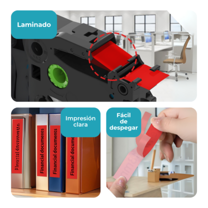 Cinta Compatible Para Brother Mk431 Negro sobre rojo - Imagen 4