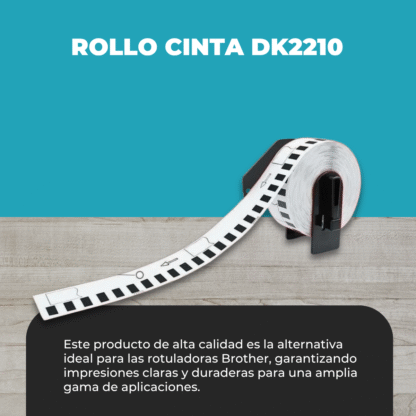 Cinta Label Tape DK2210 Compatible Brother – Negro sobre Blanco con Eje - Imagen 6