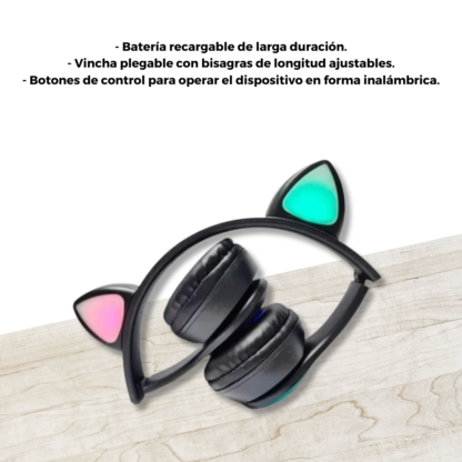 Auricular Bluetooth Inalambrico Stereo con Orejas de Gato EPBL038 - Imagen 8