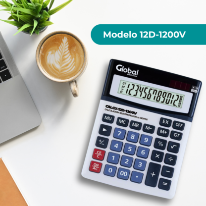 Calculadora de 12 Dígitos Metálica 1200V Plateada con Botones Grandes - Imagen 3