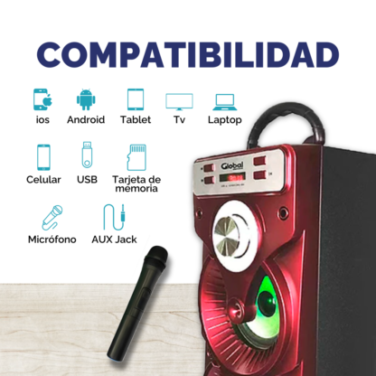 Parlante Bluetooth Torre Doble – 20W de Fiesta y Micrófono Incluido - Imagen 7