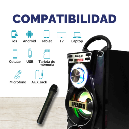 Parlante Torre Premium Negro – 20W, Batería 1200mAh, Micrófono y Todo lo que Necesitás - Imagen 7