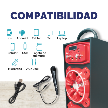 Parlante Bluetooth Doble 2x10W SBL14 – Karaoke, USB, FM y Más - Imagen 7