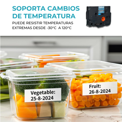 Cinta Rotuladora Compatible Brother AZ-241 Negro sobre Blanco - Imagen 8