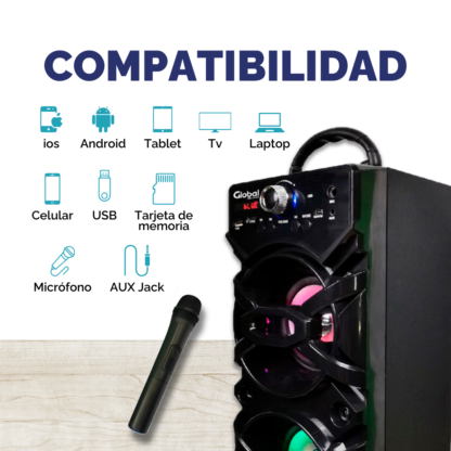 Parlante Bluetooth SBL13 Torre 2x10W con Micrófono y Múltiples Entradas - Imagen 8