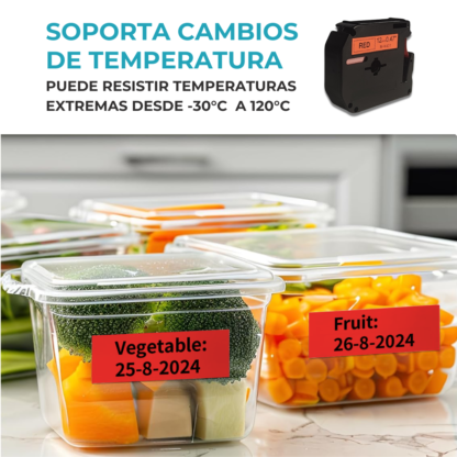 Cinta Compatible Para Brother Mk431 Negro sobre rojo - Imagen 5