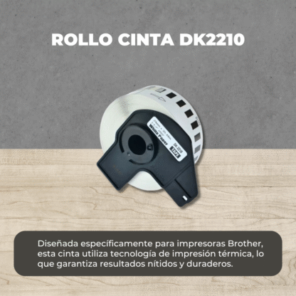 Cinta Label Tape DK2210 Compatible Brother – Negro sobre Blanco con Eje - Imagen 7
