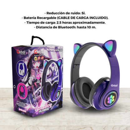 Auricular Bluetooth Inalambrico Stereo con Orejas de Gato EPBL038 - Imagen 9