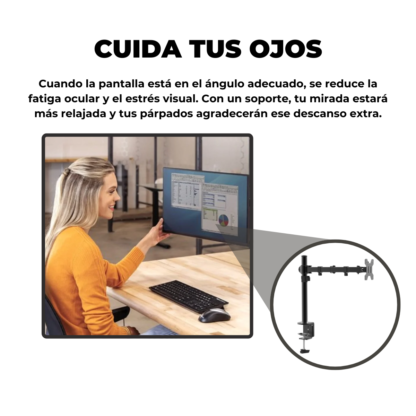Soporte Monitor Simple de Brazo Movible de 10¨ a 27¨ VESA 50x50 75x75 100x100 hasta 10kg - Imagen 8