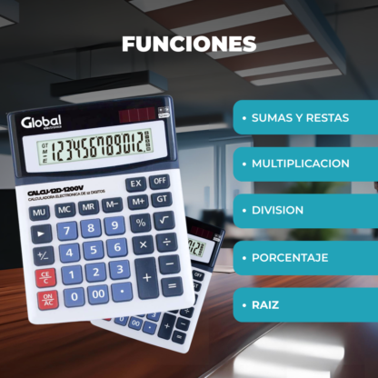 Calculadora de 12 Dígitos Metálica 1200V Plateada con Botones Grandes - Imagen 4