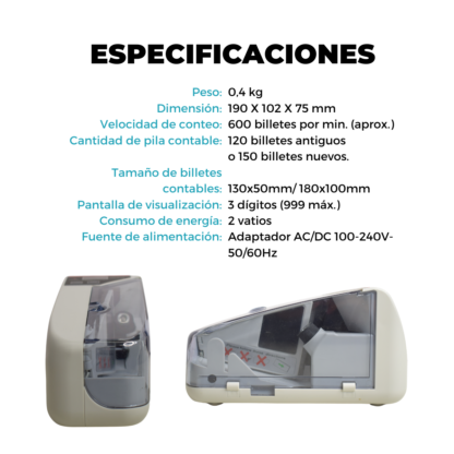 Contadora de Billetes Portatil a Pilas - Imagen 5